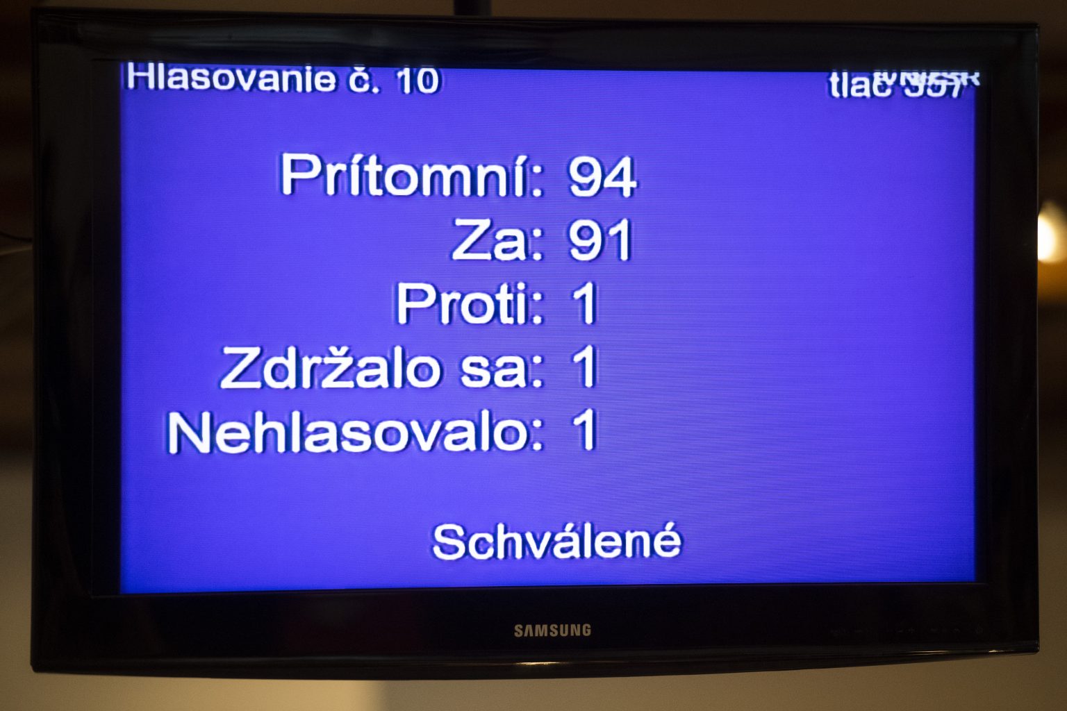 Výpis hlasovania. Foto: Jaroslav Novák/TASR