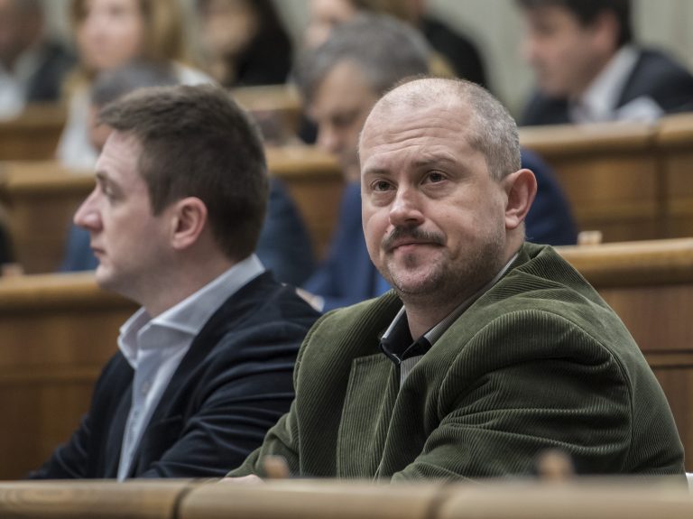 Milan Uhrík a Marian Kotleba. Foto: Martin Baumann/TASR