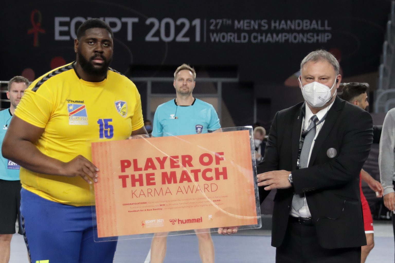Konžský pivot Gauthier Mvumbi Foto: Handball Egypt2021/Twitter