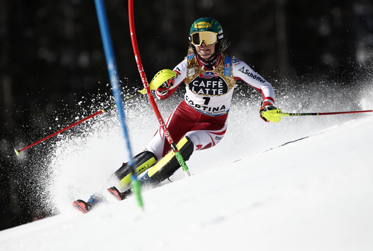 Rakúska lyžiarka a svetová šampiónka v slalome Katharina Liensbergerová. Foto: TASR/AP
