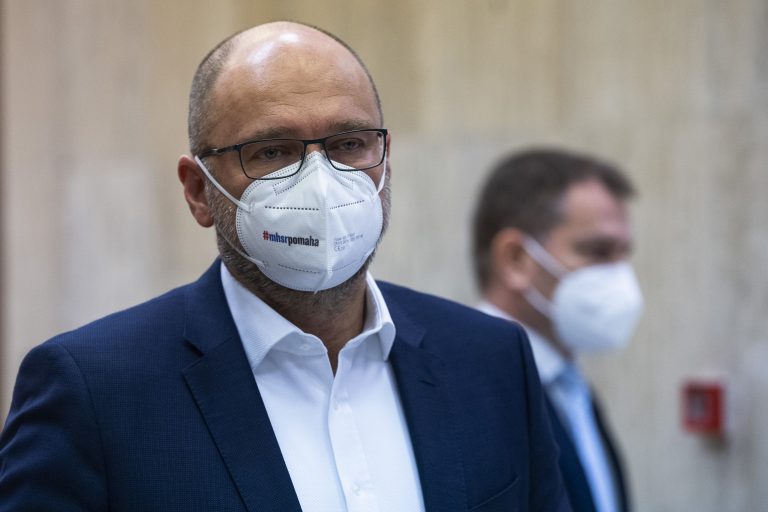 Minister hospodárstva Richard Sulík, v pozadí expremiér Igor Matovič. Foto: Jaroslav Novák/TASR