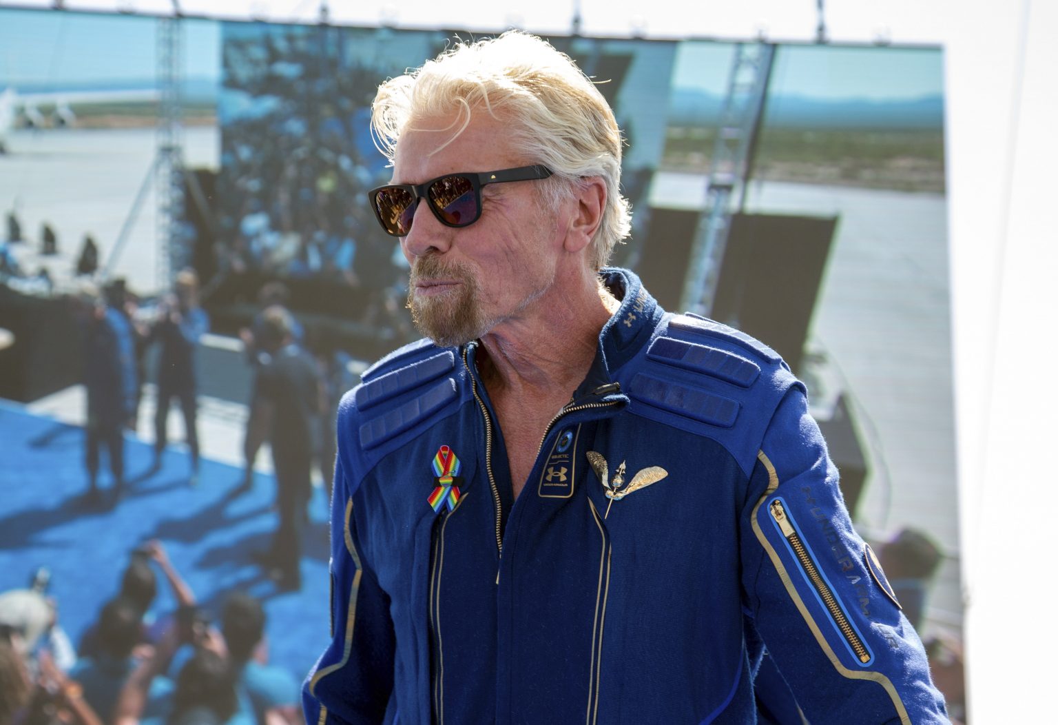 Branson po pristátí. Foto: TASR/AP