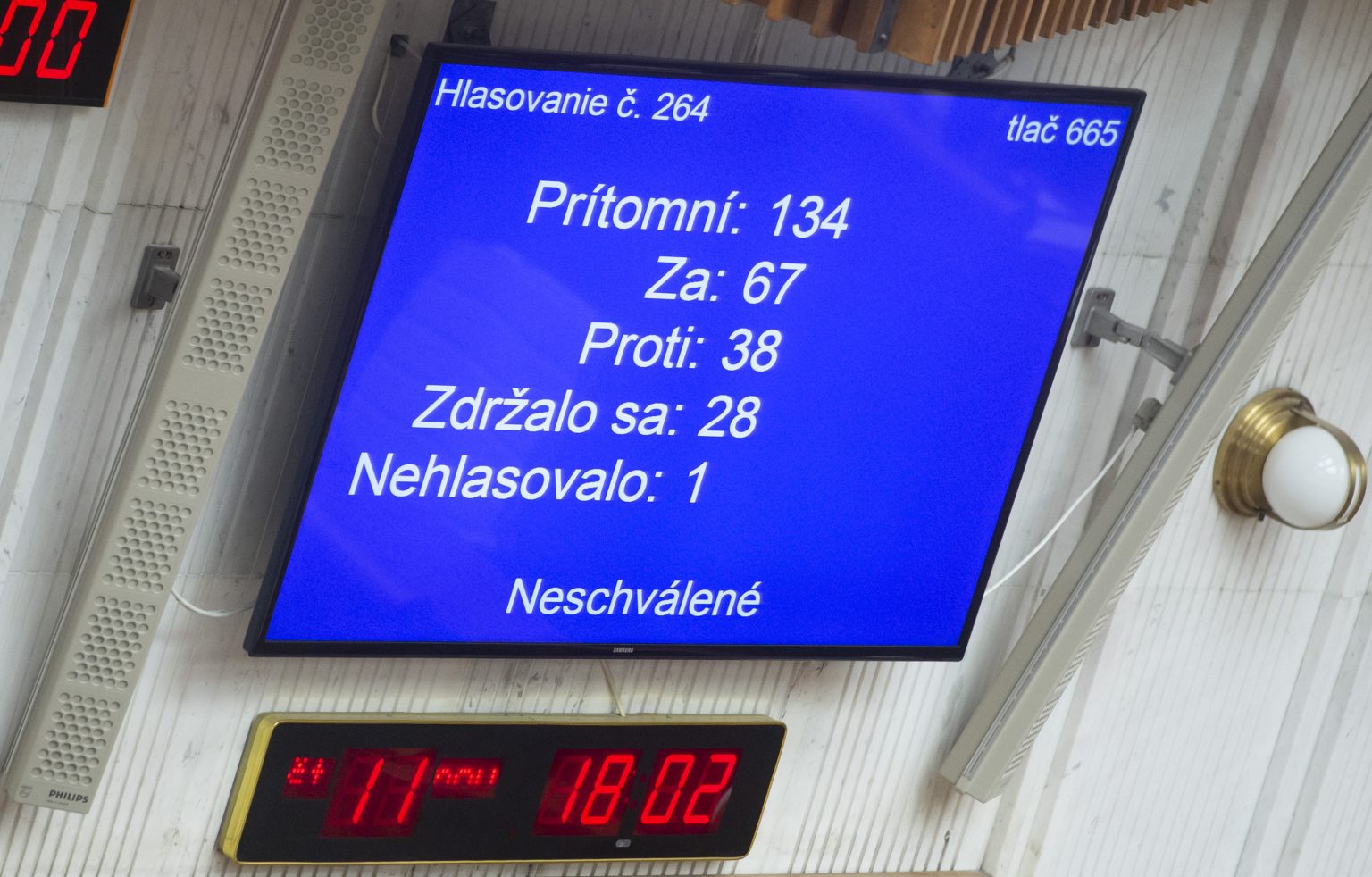 Poslanci parlamentu SR počas 48. schôdze Národnej rady SR neschválili Záborskej zákon na pomoc tehotným ženám v Bratislave 11. novembra 2021. Foto: TASR/Martin Baumann

