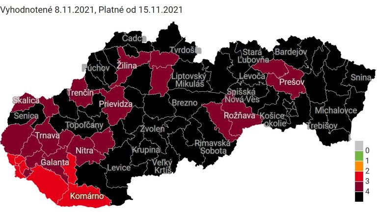 Nový covid automat: Slovensko tmavne, pribudne 16 čiernych okresov. Bratislava ostáva červená