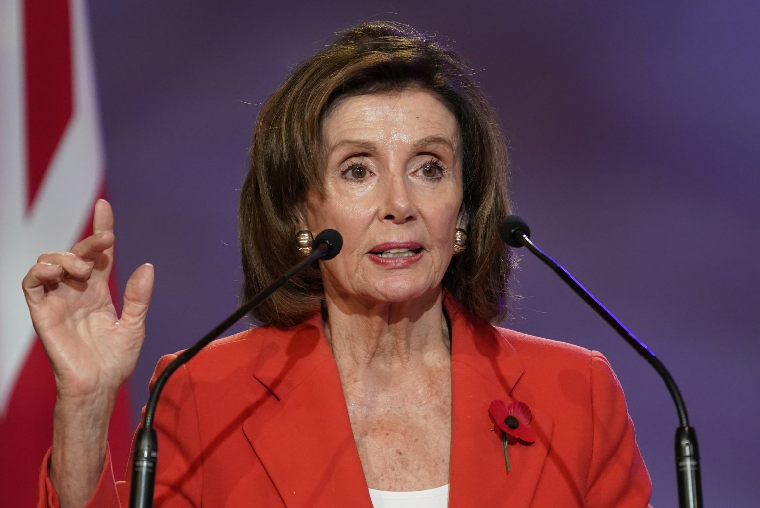 Predsedníčka americkej Snemovne reprezentantov Nancy Pelosiová počas prejavu na klimatickom summite COP26 OSN v Glasgowe 9. novembra 2021. Foto: TASR/AP