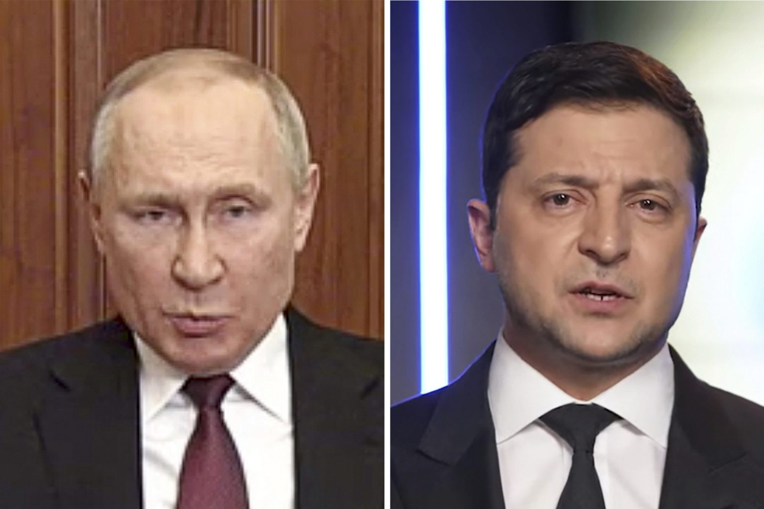 Vladimir Putin a Volodymyr Zelenskyj. Foto: TASR/AP