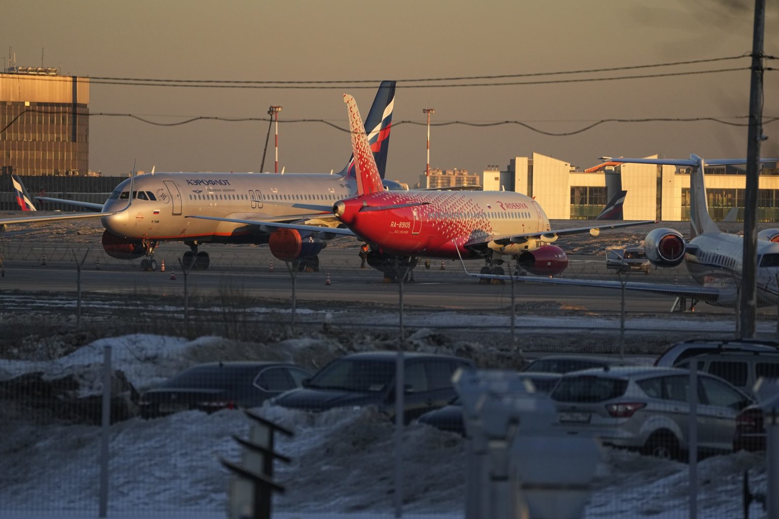 Lietadlá Aeroflotu parkujú na letisku Šeremetievo. Foto: TASR/AP