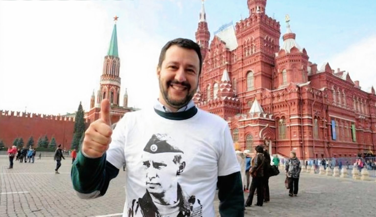 Matteo Salvini v tričku s Putinom. Foto: Reprofoto/Twitter
