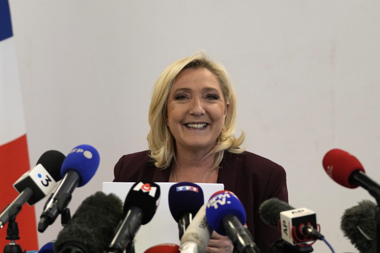Prezidentská kandidátka Marine Le Penová.
Foto: TASR/AP