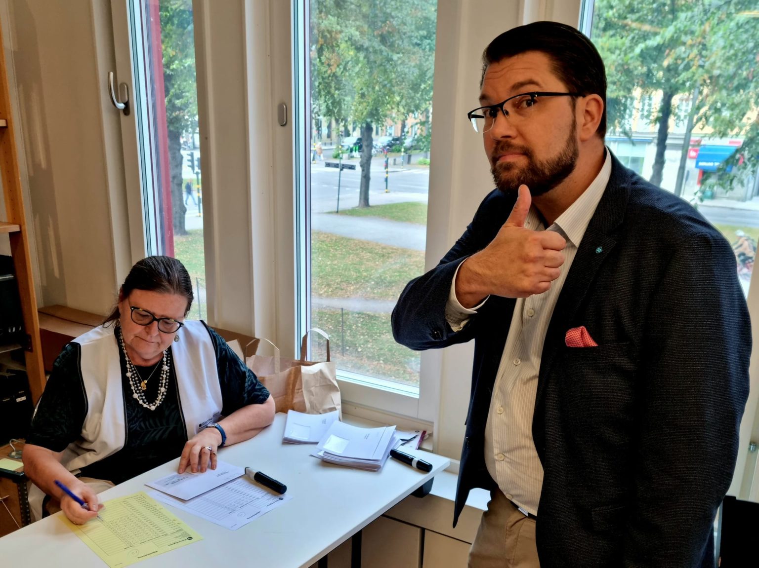 Predseda Švédskych demokratov Jimmie Akesson. 
Zdroj: Jimmie Akesson/Twitter