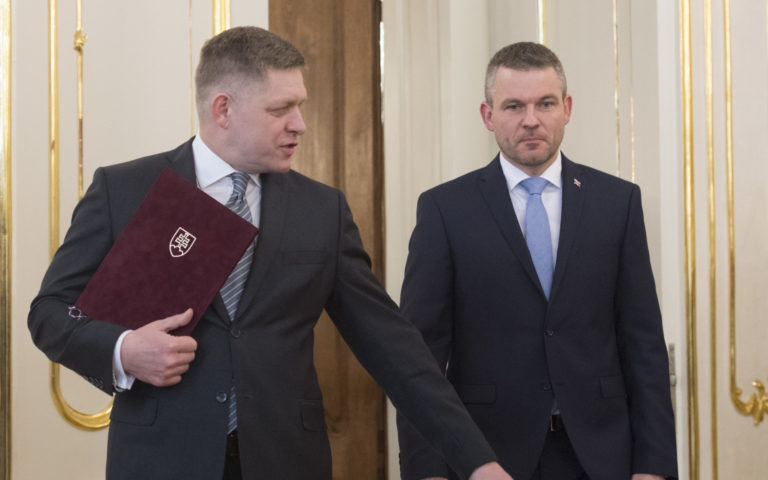 Robert Fico a Peter Pellegrini. Foto: Martin Baumann/TASR