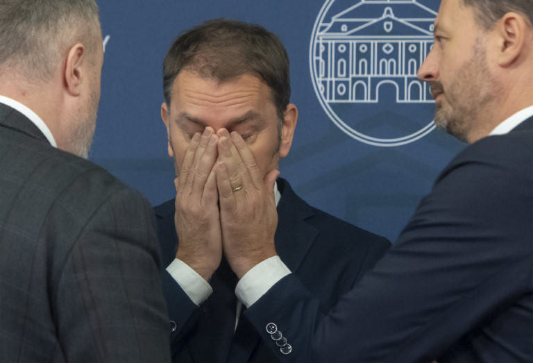 Milan Krajniak, Igor Matovič a Eduard Heger. Foto: TASR/Martin Baumann