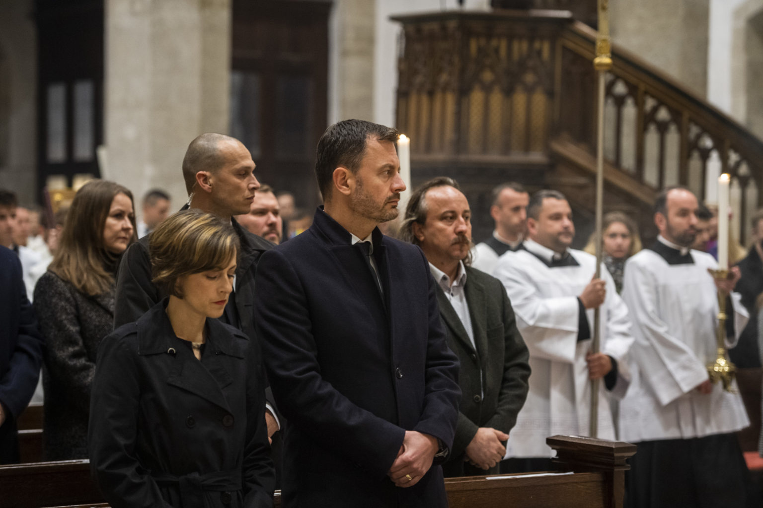 Predseda vlády Eduard Heger s manželkou. Foto: Jaroslav Novák/TASR