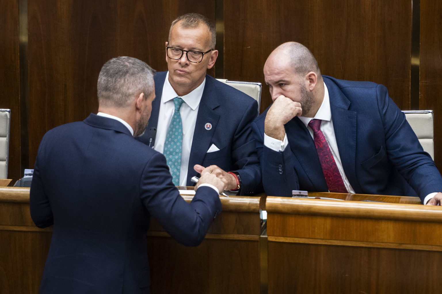Boris Kollár, Peter Pčolinský a Peter Pellegrini. Foto: Jaroslav Novák/TASR