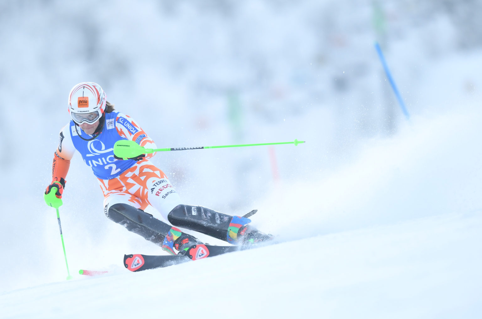 Petra Vlhová v 1. kole slalomu žien Svetového pohára v alpskom lyžovaní v českom Špindlerovom Mlyne. Foto: Martin Baumann/TASR
