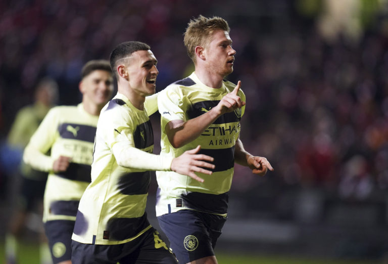 Radosť hráčov Manchestru City po víťazstve v osemfinále FA Cupu. Ftoo: TASR/AP