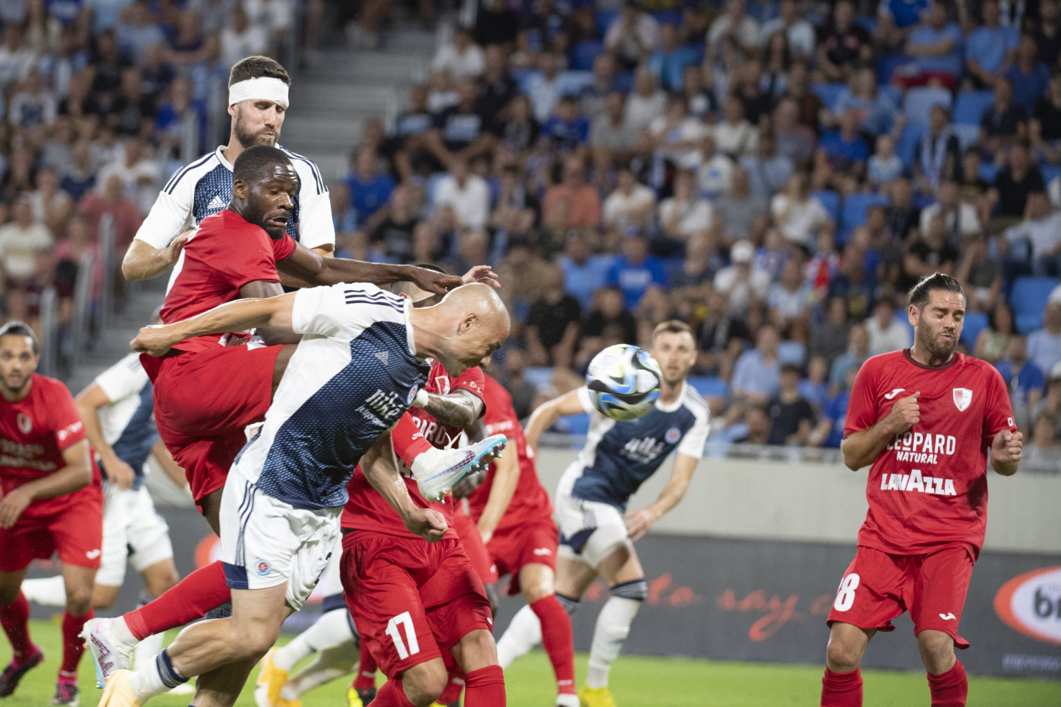 Zápas 1. predkola kvalifikácie Ligy majstrov UEFA ŠK Slovan Bratislava – FC Swift Hesper 12. júla 2023 v Bratislave. Foto: Pavel Neubauer/TASR