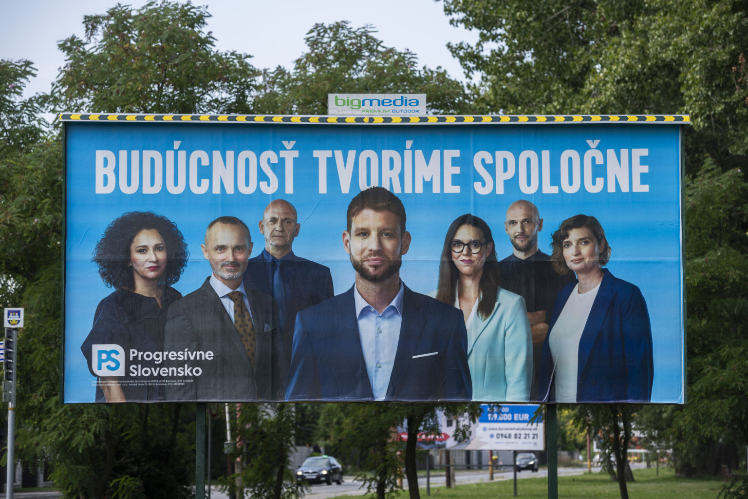 Billboard do predčasných parlamentných volieb  strany Progresívne Slovensko. Foto: Jaroslav Novák/TASR