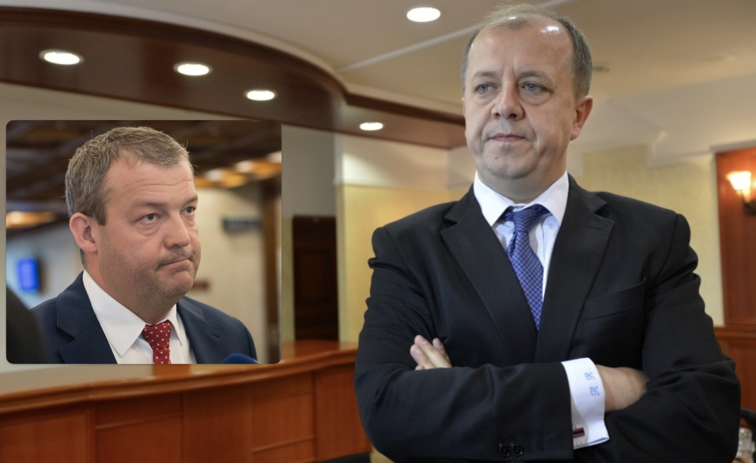 Medzi Richardom Rybníčkom a Jaroslavom Baškom je dusno. Foto: TASR/Radovan Stoklasa, Martin Baumann/TASR