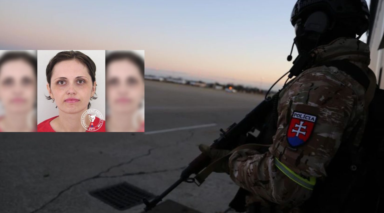 Príslušník NAKA hliadkuje na letisku počas príchodu vládneho špeciálu. Foto: Polícia SR