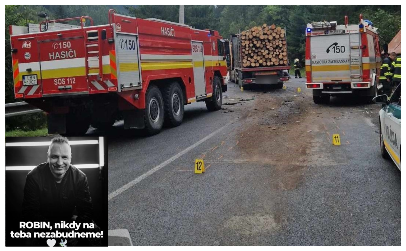 V  piatok pri nehode zahynul 42-ročný Róbert E, ktorý je známy ako DJ Robin. Foto: FB Polícia SR ZA