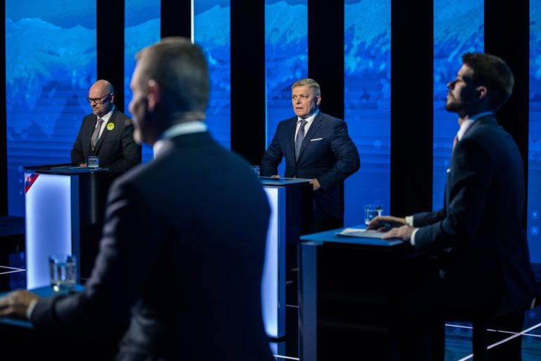 Robert Fico, Michal Šimečka, Peter Pellegrini a Richard Sulík. Foto: Profimedia