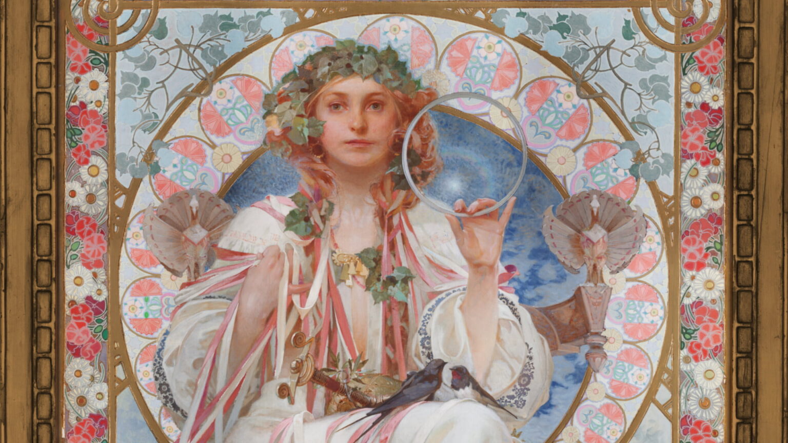 V secesných maľbách  Alfonza Muchu sa spája svet krásnych žien s kvetmi. Foto: Mucha Art.