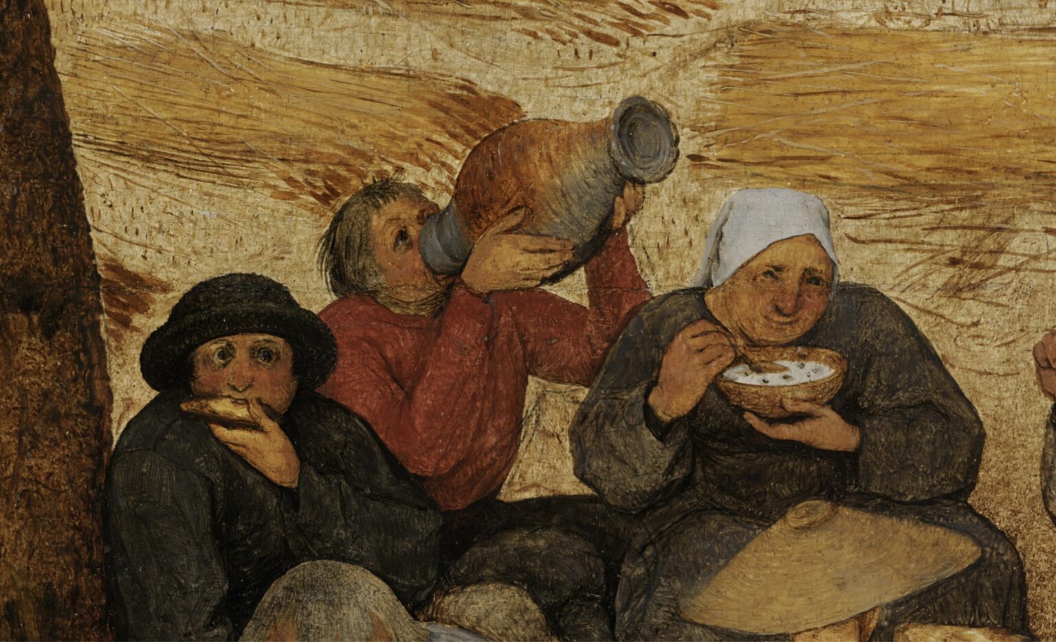 Pieter Bruegel starší, Ženci, detail (olej na dreve, 119 x 162 cm, 1565). Metropolitan Museum of Art, New York. Zdroj: Google Arts & Culture