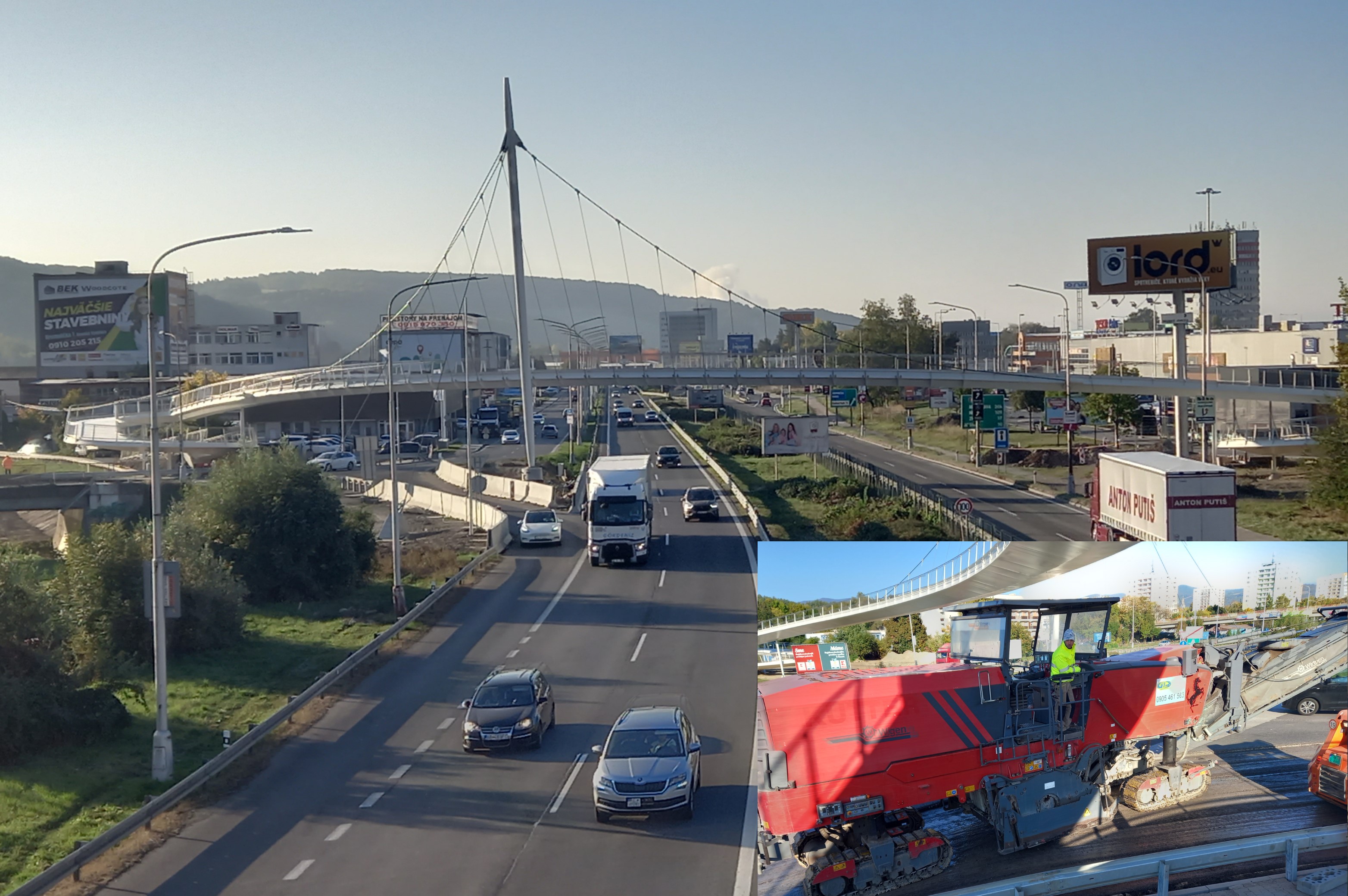 Foto: V B. Bystrici dokončujú práce na cyklomoste, cestu pod ním uzatvorili