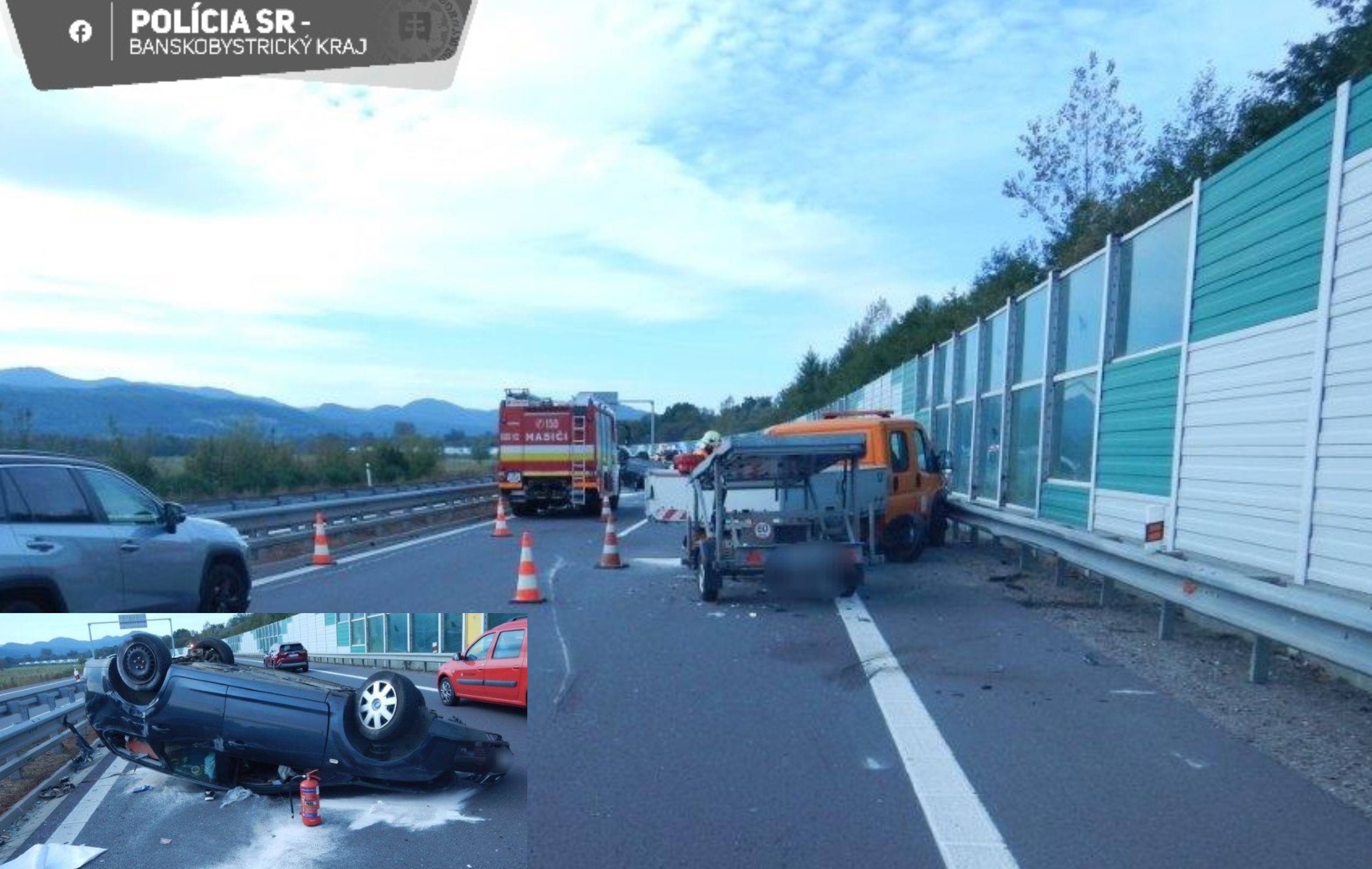 Vodič na diaľnici narazil do prívesného vozíka so svetelnou signalizáciou
