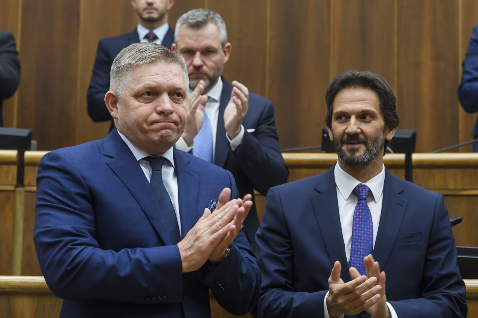 Robert Fico, Peter Pellegrini a Robert Kaliňák. Foto: Jaroslav Novák/TASR