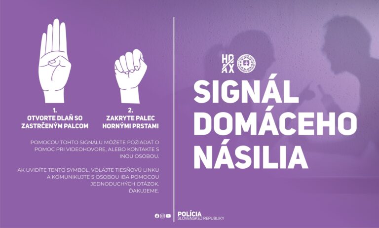 Polícia dáva do pozornosti signál, ktorým môže obeť upozorniť na domáce násilie