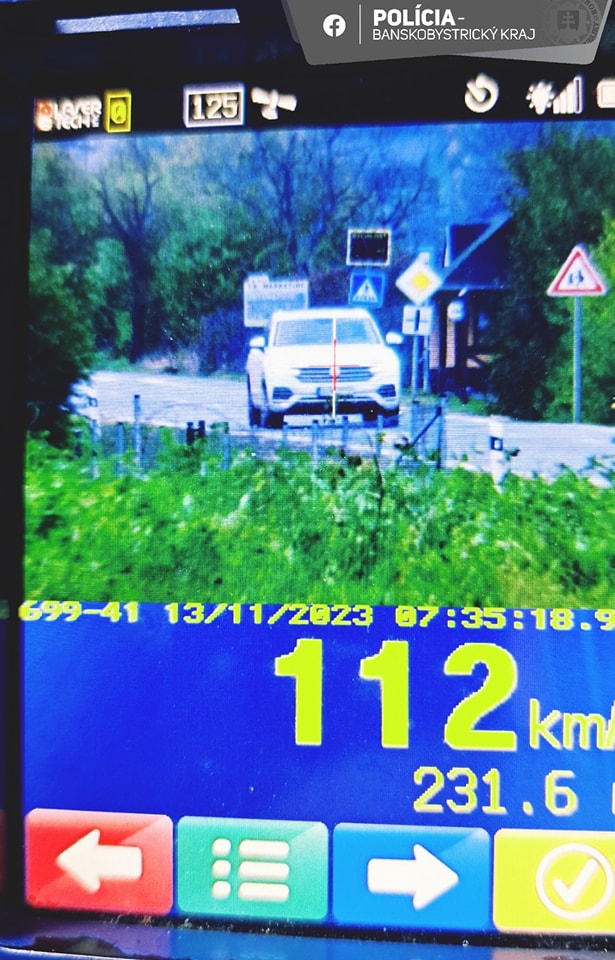 Vodič vo Veľkokrtíšskom okrese prekročil rýchlosť o 62 km/h
