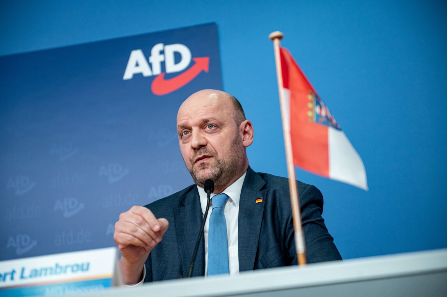 Líder kandidátky AfD  v Hesensku Robert Lambrou. Foto: TASR/DPA