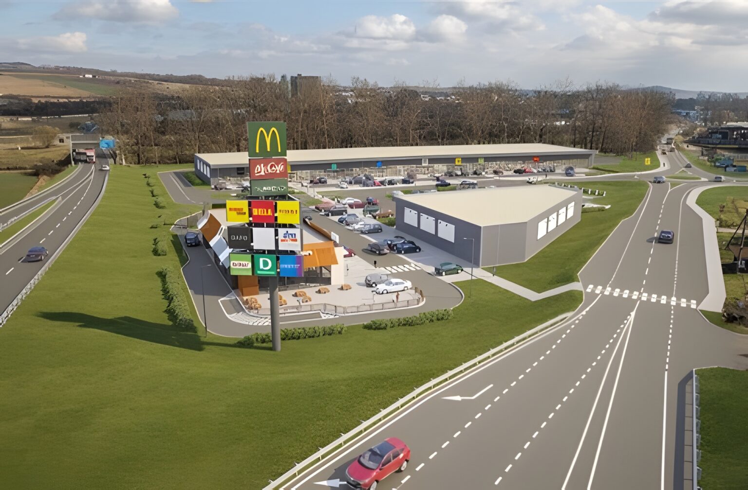 Vizualizácia budúceho McDonald's a obchodného centra v R. Sobote. Zdroj: Tibor Bartók