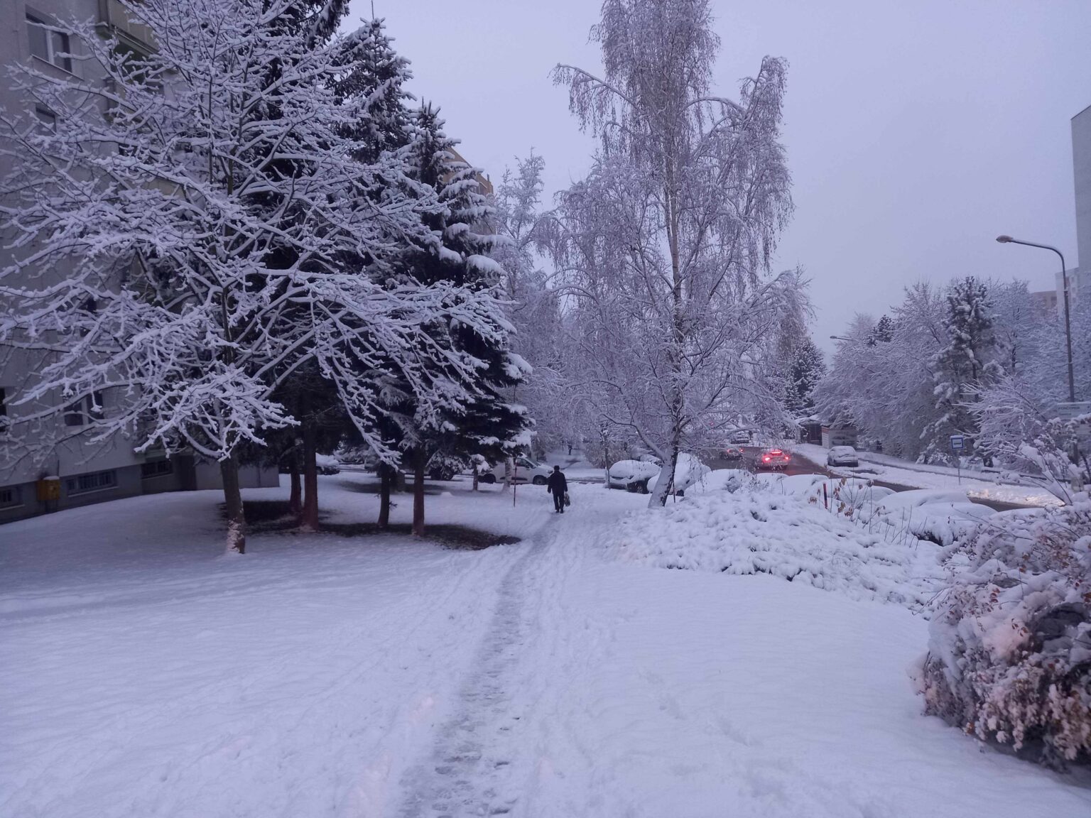 V utorok zasypal sneh aj Banskú Bystricu. Foto: Mário Kaprálik