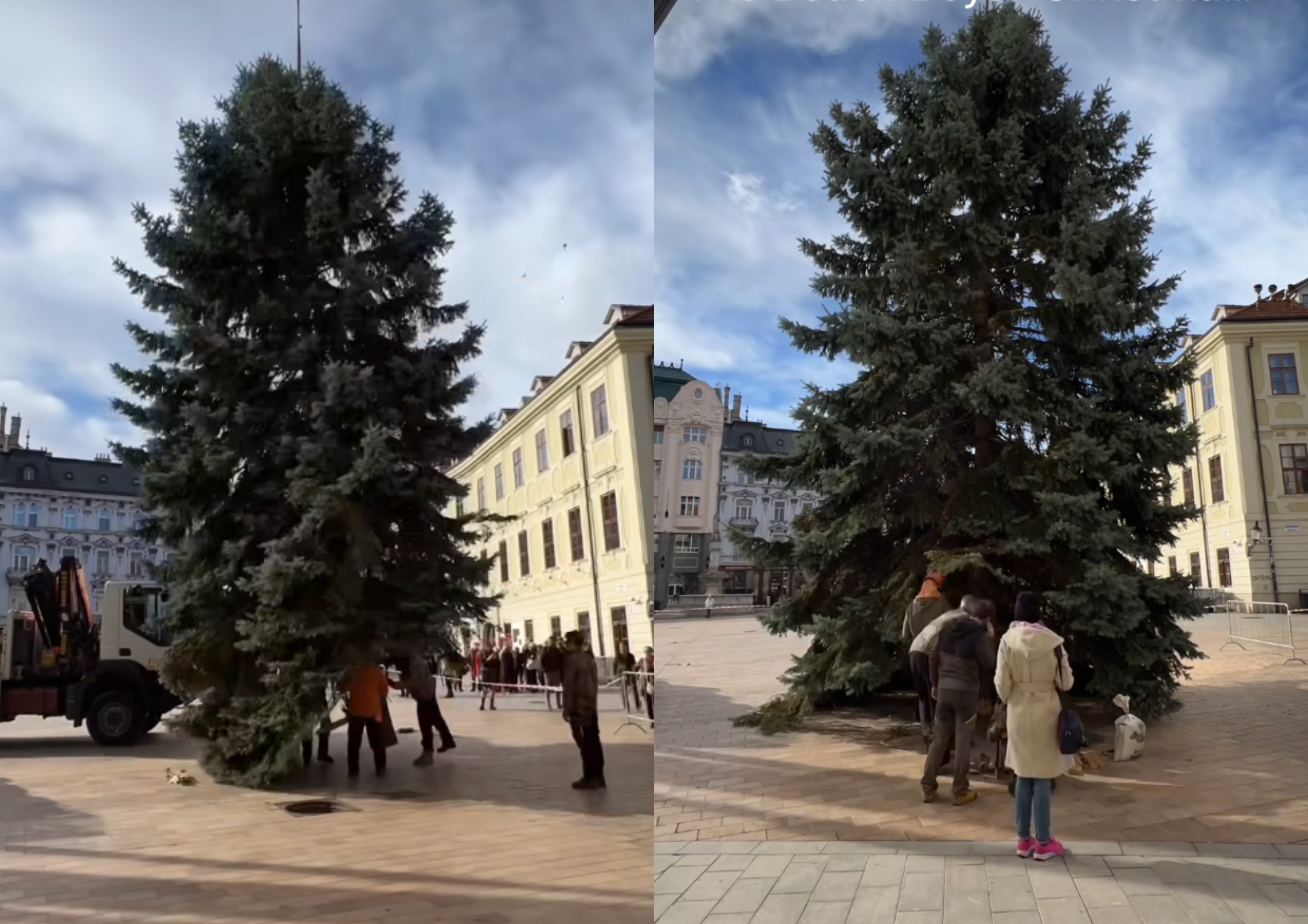 Na Hlavnom námestí už osadili vianočný stromček