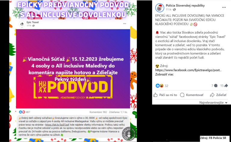 Polícia upozorňuje na podvodnú vianočnú súťaž o exotickú dovolenku