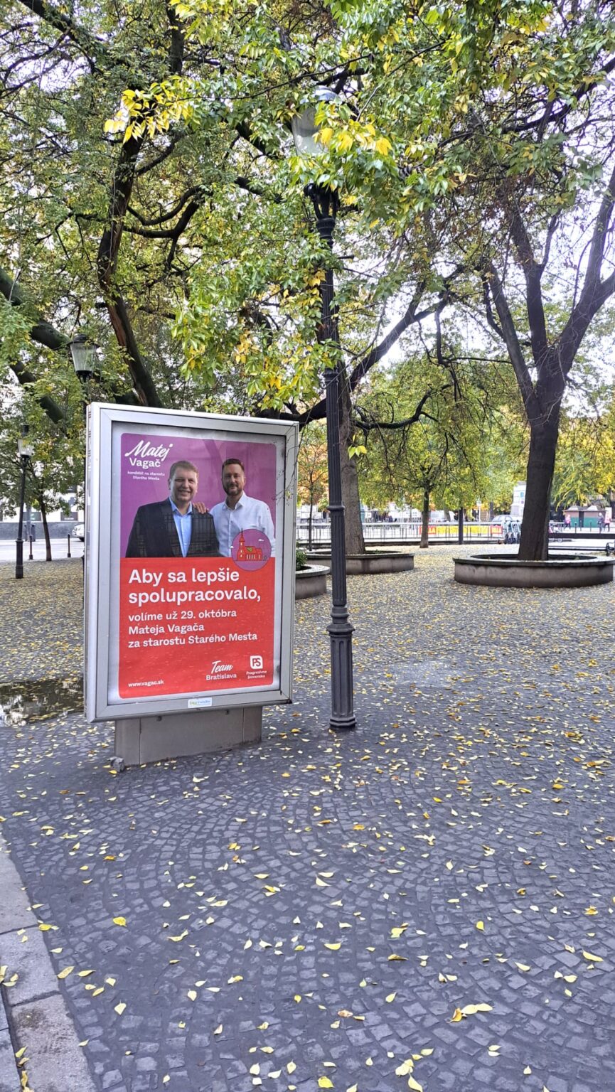 Predvolebný billboard Mateja Vagača a Matúša Valla. Foto: Vladimír Palko ml.