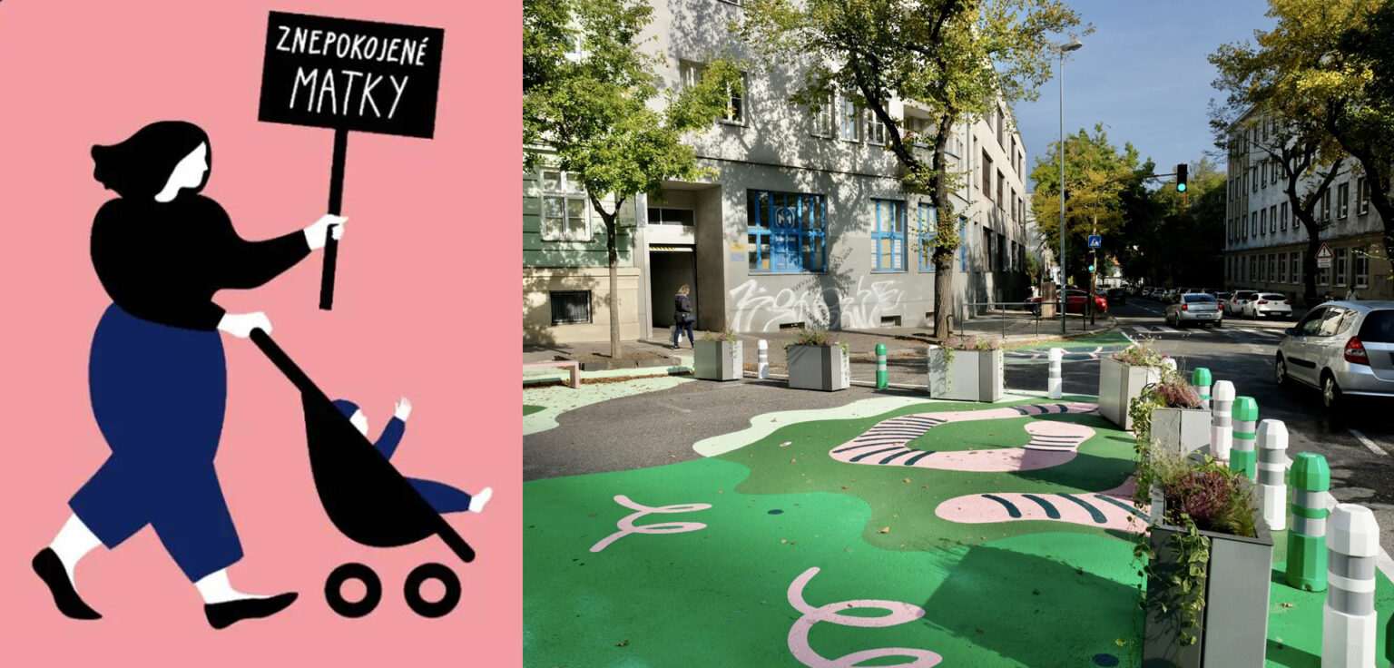 Streetart v križovatke na Vazovovej ulici. FOTO: FB Znepokojené matky/Matúš Vallo má rád Bratislavu