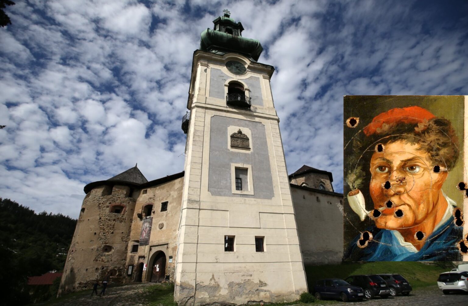 Na výstave v Starom zámku je aj terč s portrétom muža s fajkou z roku 1838 od neznámeho autora. Foto: Mário Kaprálik