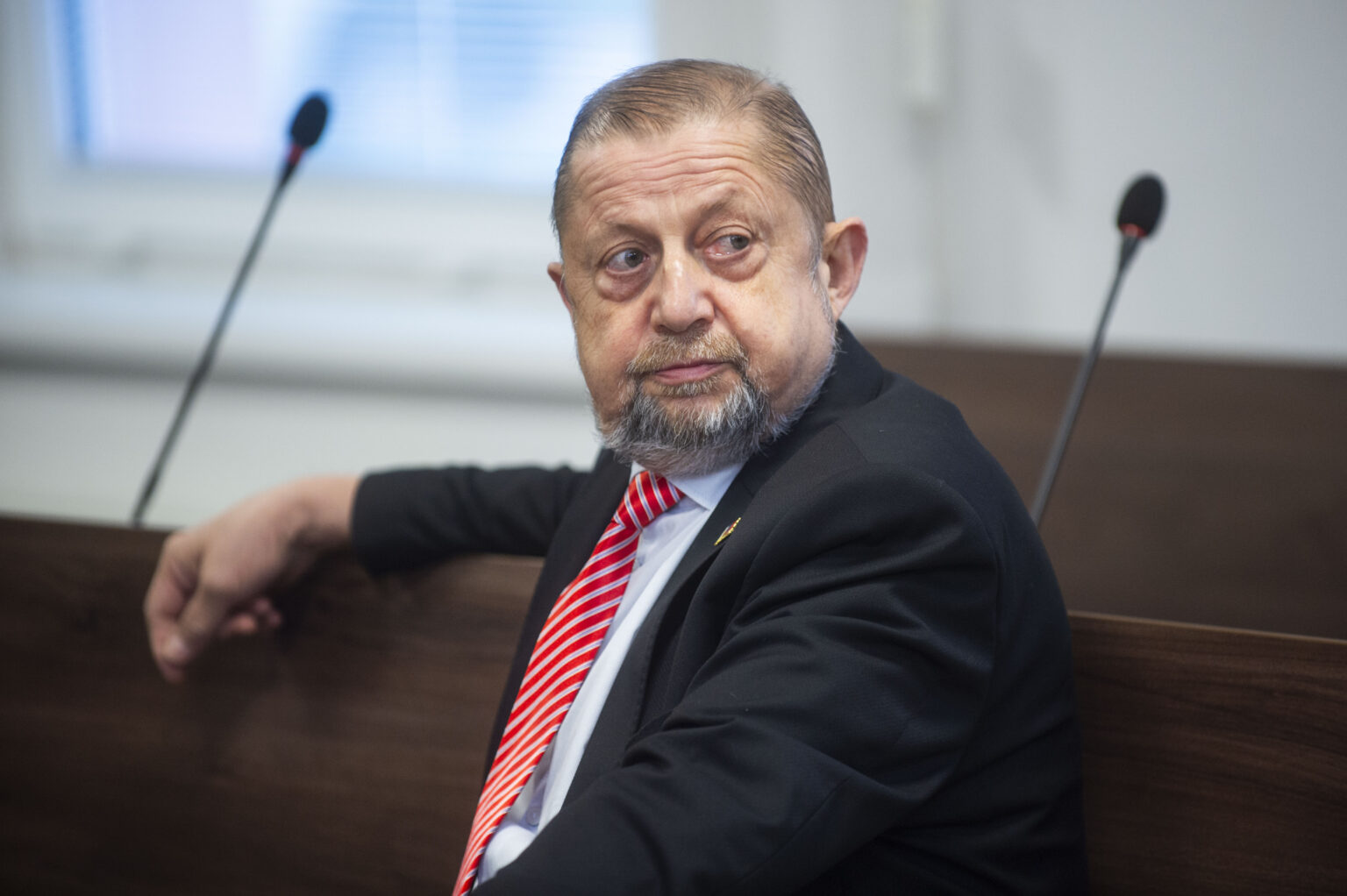 Štefan Harabin počas pojednávania na Špecializovanom trestnom súde. Foto: Jakub Kotian/TASR