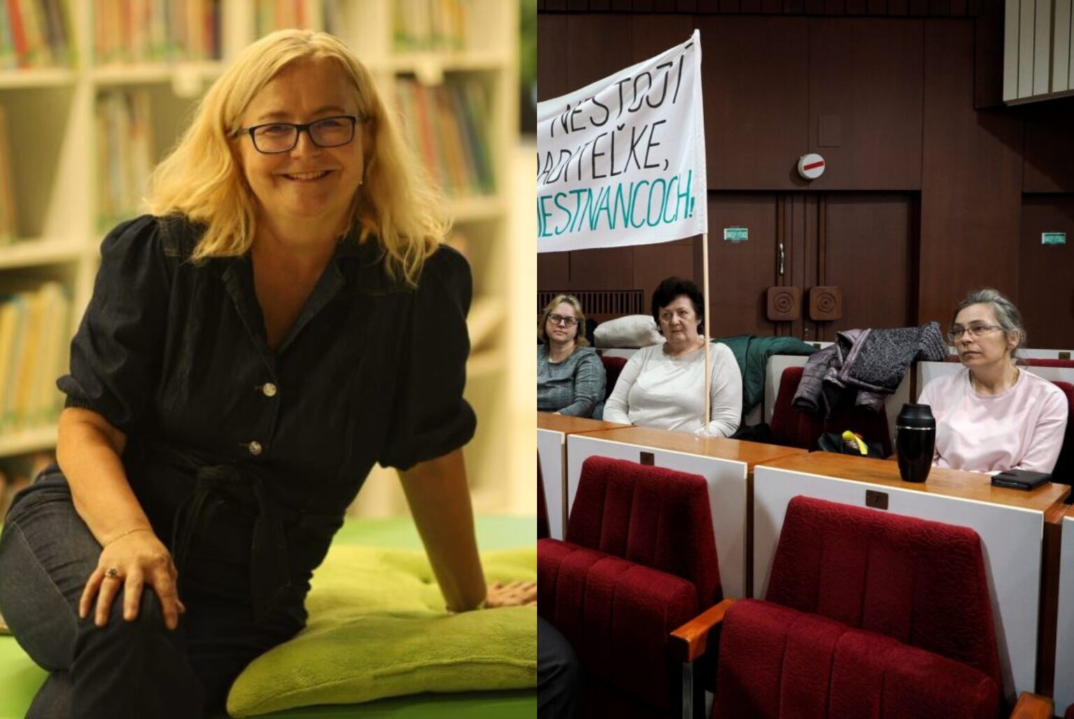 Riaditeľka KMK Kamila Prextová (vľavo), vedúca odborov v KMK Eva Petrášová (celkom vpravo). Foto: META- Kamila Prextová, kosice.sk. koláž/redakcia
