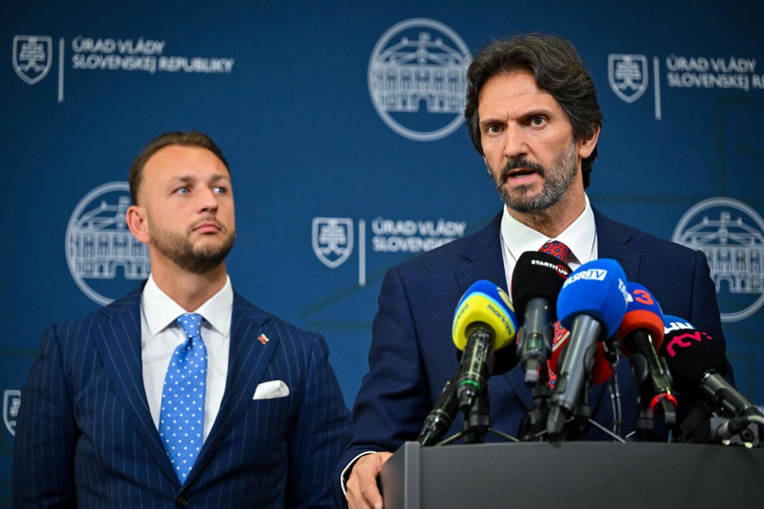 Matúš Šutaj Eštok (zľava) Robert Kaliňák. Foto:  Pavol Zachar/TASR