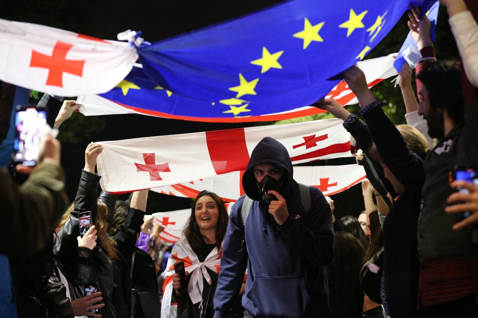 Protivládny protest v Tbilisi 15. mája 2024. Foto: Profimedia.sk