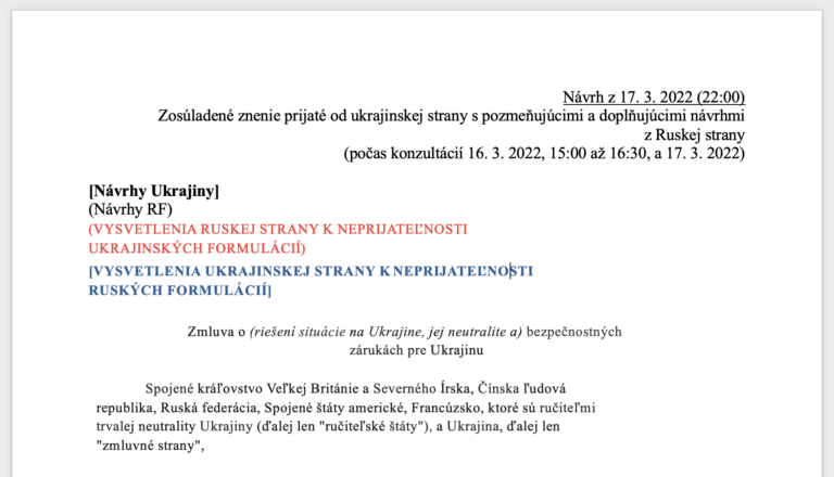 Historické dokumenty z rusko-ukrajinských rokovaní 2022: Čo presne sa v nich písalo