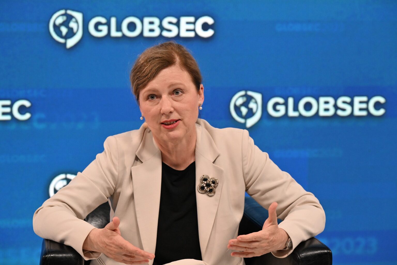 Eurokomisárka Věra Jourová na konferencii Globsec v Bratislave v roku 2023. Foto ČTK / Šálek Václav