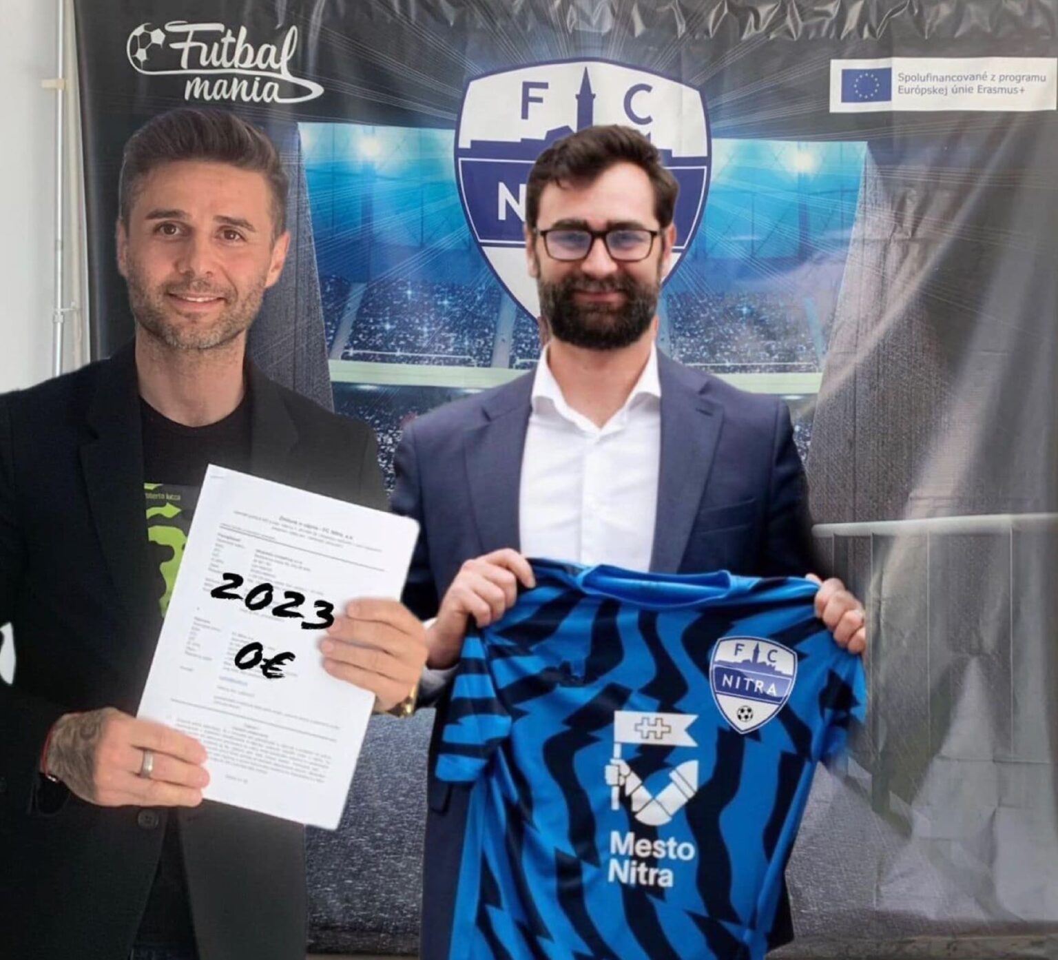 Vážny súboj Milan Lenčéš (vľavo) vs Marek Hattas, alebo aj FC Nitra vs nitrianska radnica, vyznel v prospech šéfa klubu so 115-ročnou tradíciou. Zdroj: FB / Milan Lenčéš