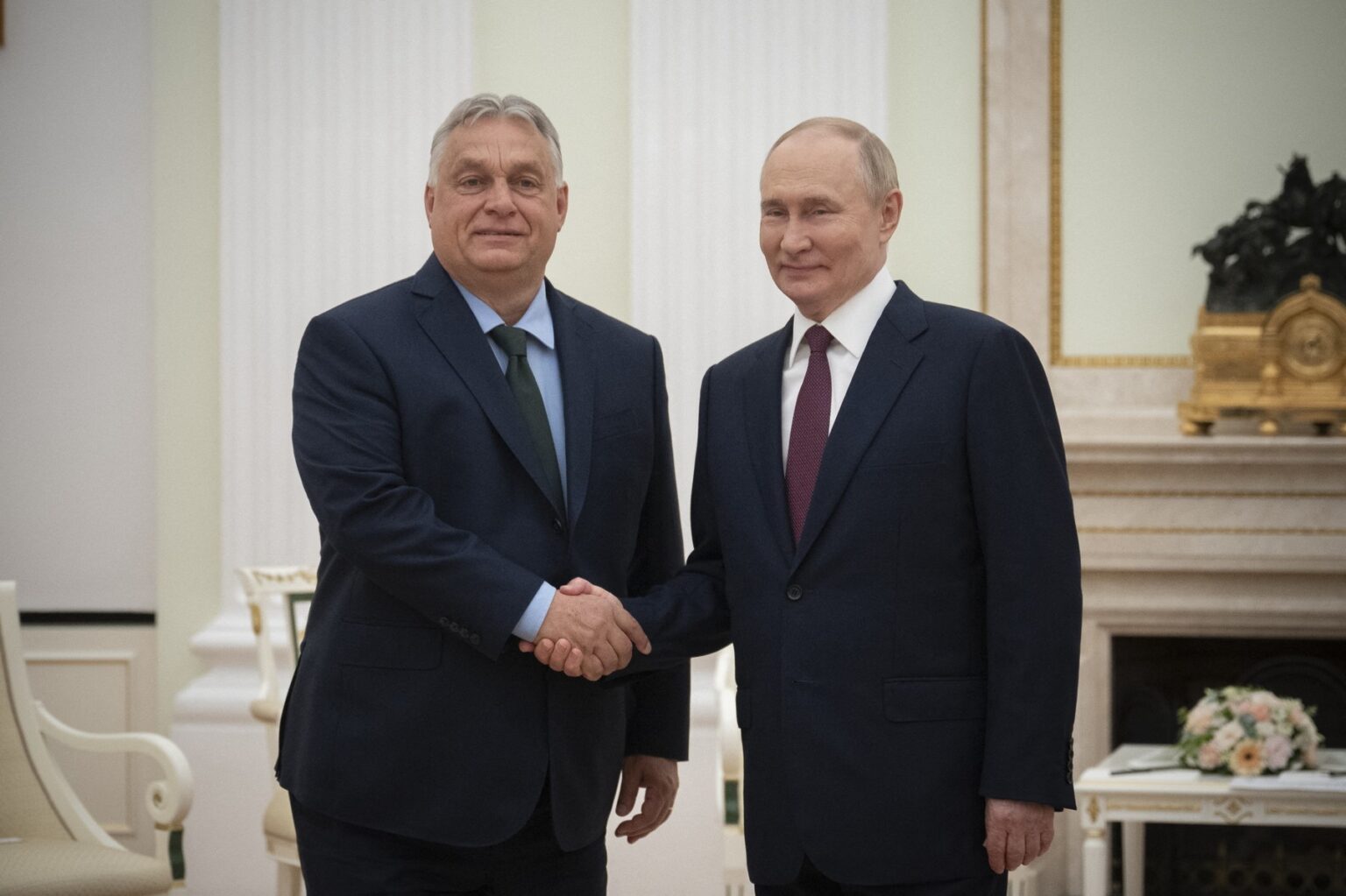 Maďarský premiér Viktor Orbán sa stretáva s ruským prezidentom Vladimírom Putinom v Kremli v Moskve 5. júla 2024. Zdroj: Vivien Cher Benko/AFP cez Profimedia