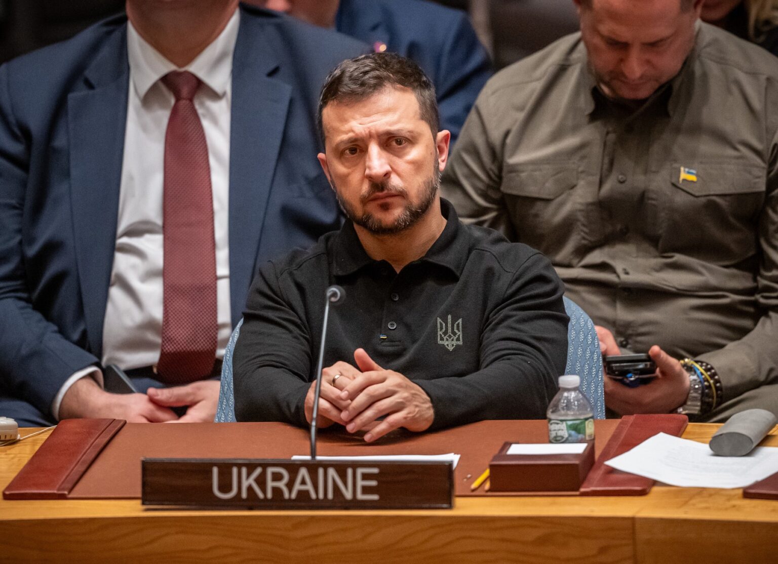 Volodymyr Zelenskyj sa zúčastňuje na zasadnutí Bezpečnostnej rady OSN v rámci 79. všeobecnej rozpravy Valného zhromaždenia OSN 24. septembra 2024. Foto: ČTK / DPA / Michael Kappeler /Profimedia